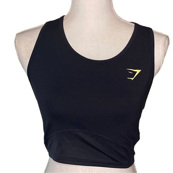 Gymshark Wm’s Sz Sm Black Neon Yellow Unpadded Workout Sports Bra - Picture 1 of 4